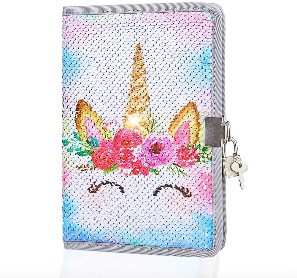 Professional manufacture custom notebook printing unicorn diary with lock