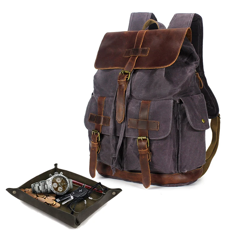 Full Customization Large Capacity Canvas With Leather Other Backpacks Durable Casual Sports Backpacks