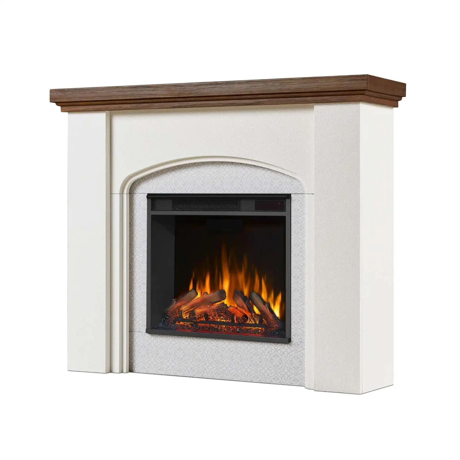 AJUNION Modern Electric Fireplace Cabinet 5 Flame Brightness Levels Decorative Electric Fireplace