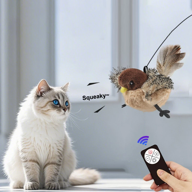 Cat Squeaky Catnip Toys Flapping Wings Simulation Bird Interactive flappy bird chase Cat Toy Touch Activated Plush Dog Play Toys