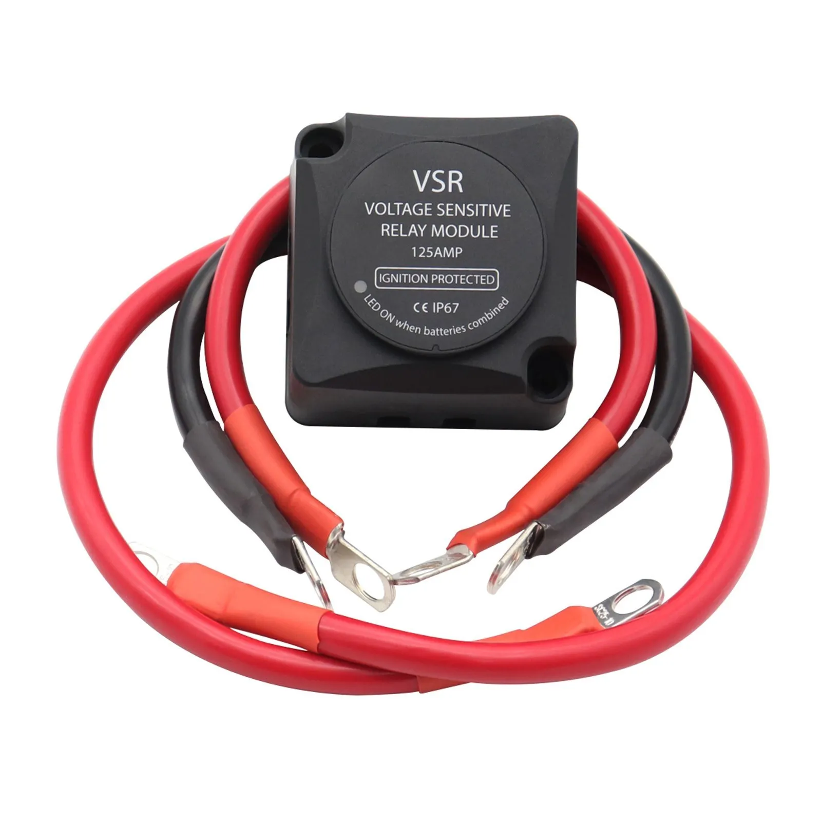 12V 125AMP Voltage Sensitive Relay VSR with Cable kit for 2nd Battery Automatic Charging Relay Dual Smart Battery Isolator