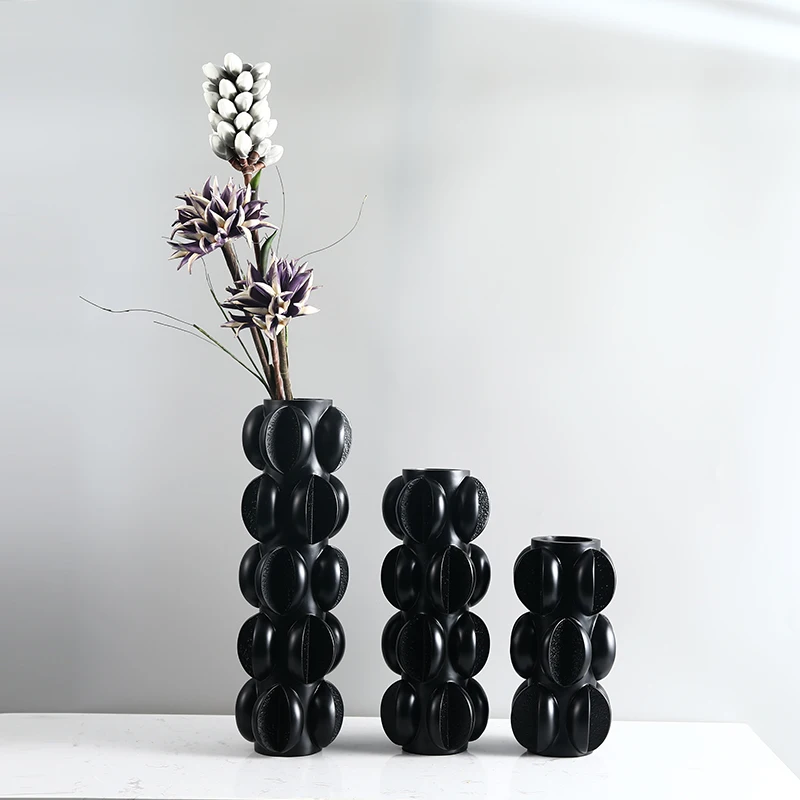 Fall Prevention Modern Black & White Resin Artificial Flower Vase Glass Vases For Home Decor