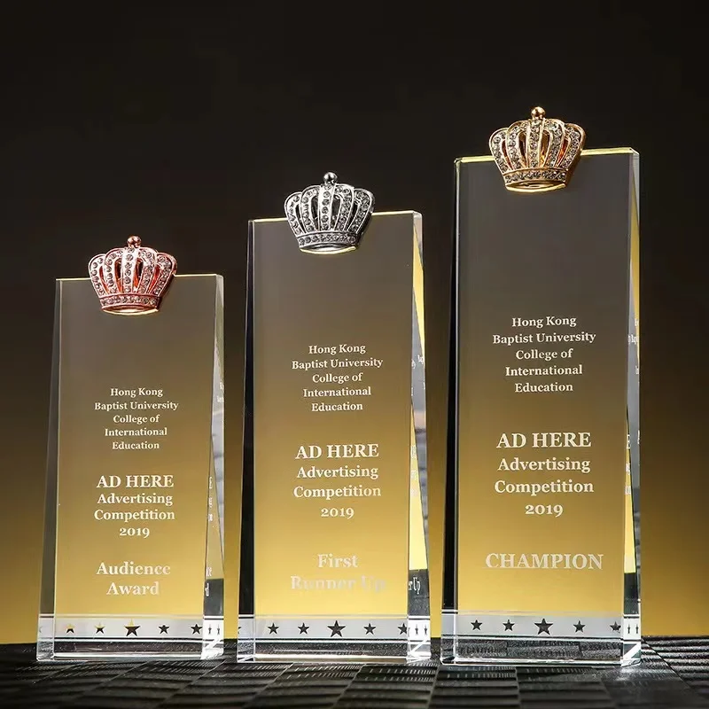 Custom Metal Diamond Crown Trophy Basketball Football Crystal Trophy Medal Award Souvenir