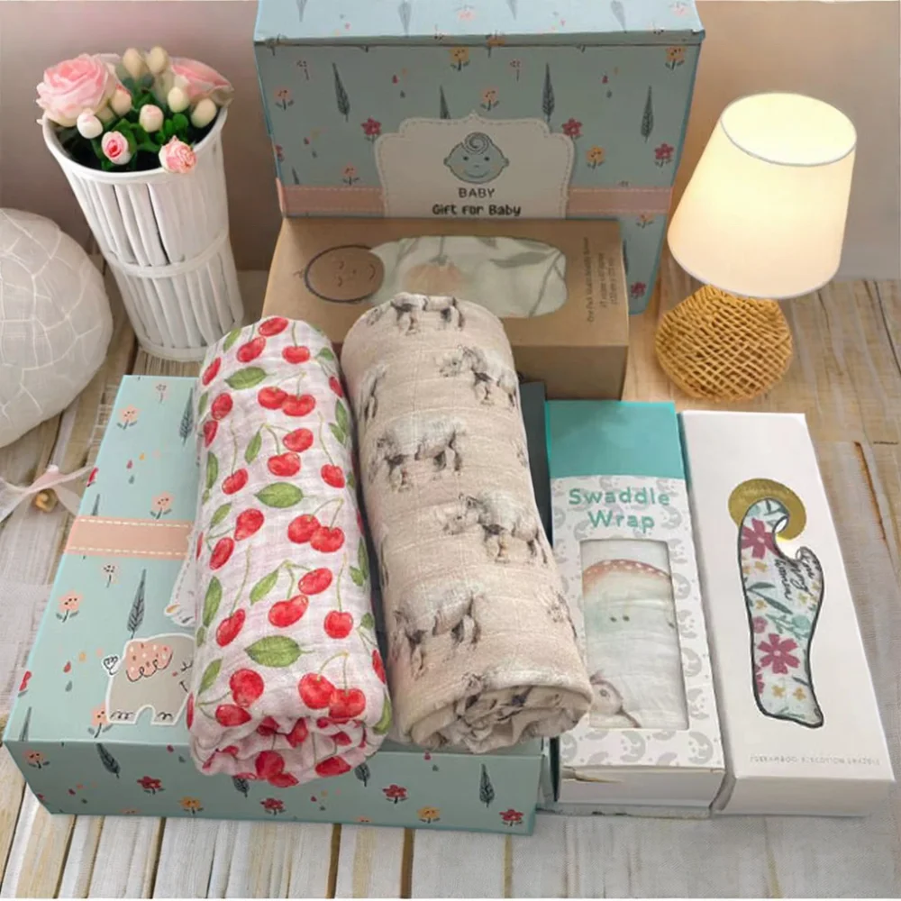 120*120cm custom design muslin swaddle wrap baby organic cotton bamboo baby muslin swaddle wrap baby blanket