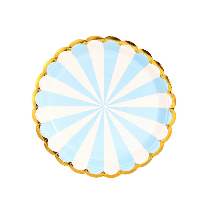 New Product 2024 Hot Sale 7inch Watermelon Paper Plate Gold Printing Paper Food Tray OEM Party Supplies Whiteboard Paper 10 Pcs