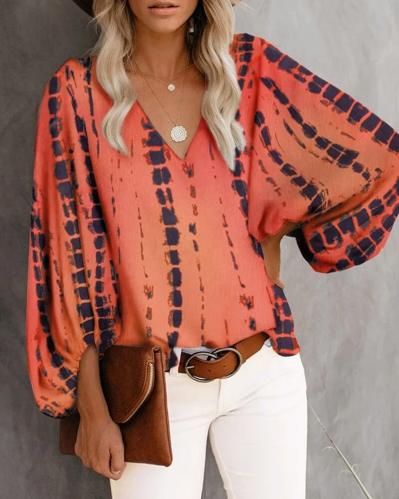 Latest Design Elegant Ladies Unique Loose Button Lantern Sleeve Blouse Office Wear ladies tops blouse