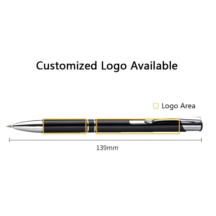 Custom Logo Printed Advertising Ballpoint Pen Metal Penholder Ball Point Gel Ink Promotional Pens