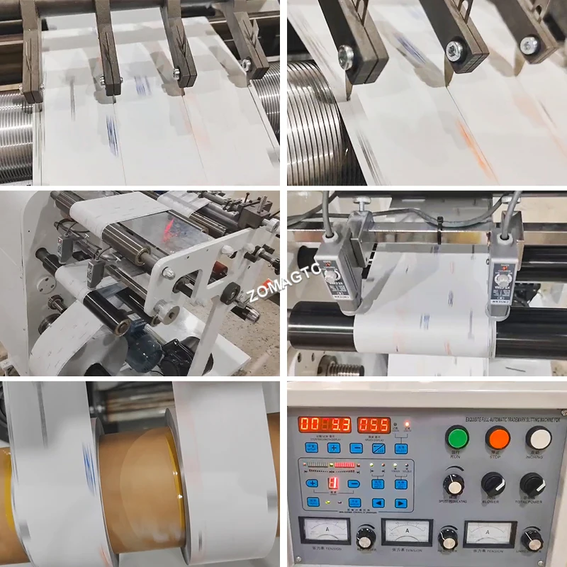 Paper Roll to Roll Small label Slitting Rewinding Machine Narrow Web Adhesive Label Thermal Paper Slitter Rewinder