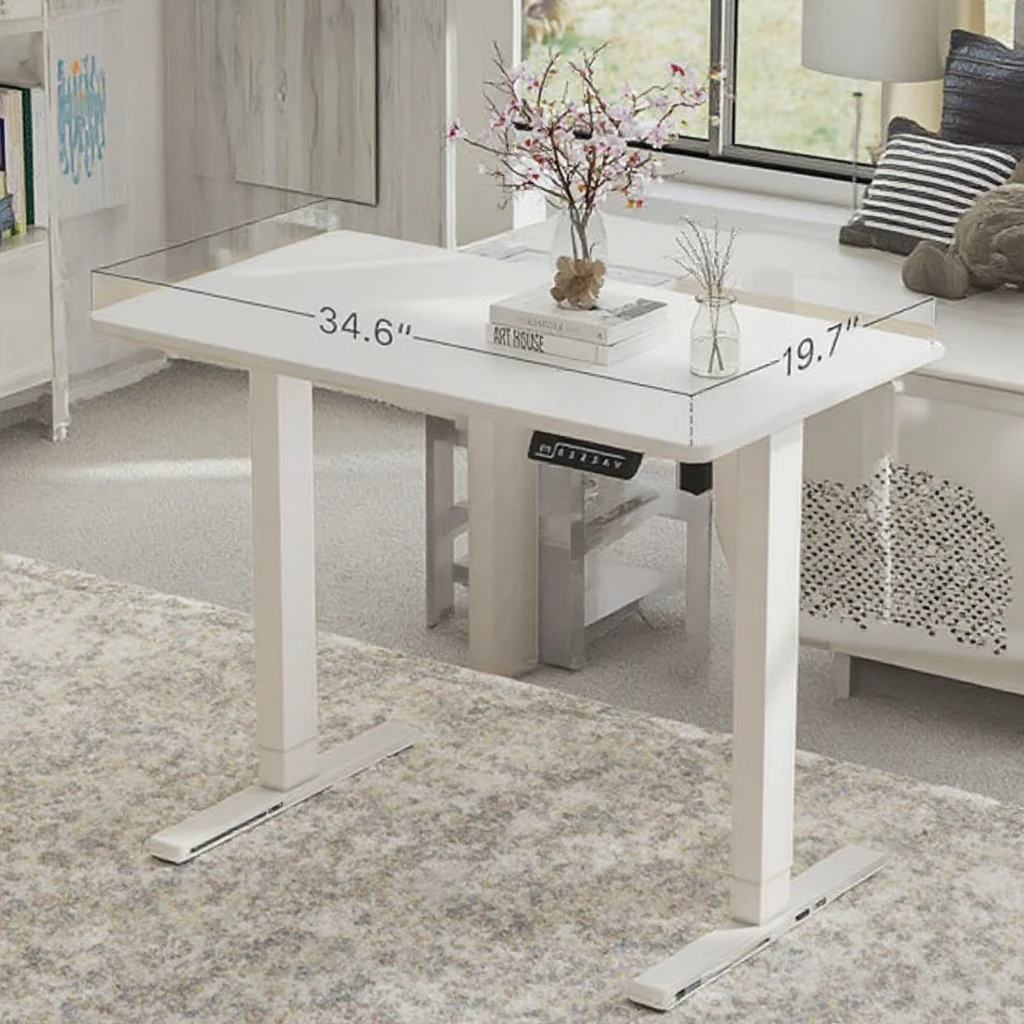 40x24 inch Standing Desk with One-Piece Bamboo Desktop, Adjustable Stand Up Desk for Home & Office