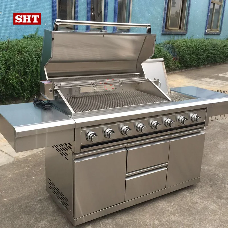 New metal kitchen 8 burners big drawers natural LPG outdoor bbq gas grill