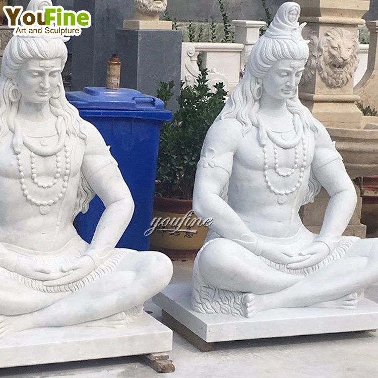 Custom Large Size Outdoor Religious Natural Stone White Marble Lord Shiva Statue Sculpture