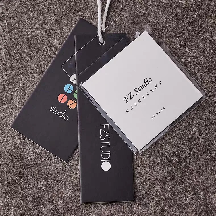 Cheap Custom Design Printing Name Logo Paper Garment Hangtag Labels Clothing Hang Tags with String