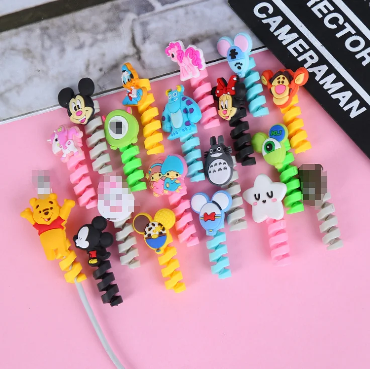 Мультяшный спиральный протектор кабеля провод передачи данных силиконовая катушка намотка защита для Android USB зарядка