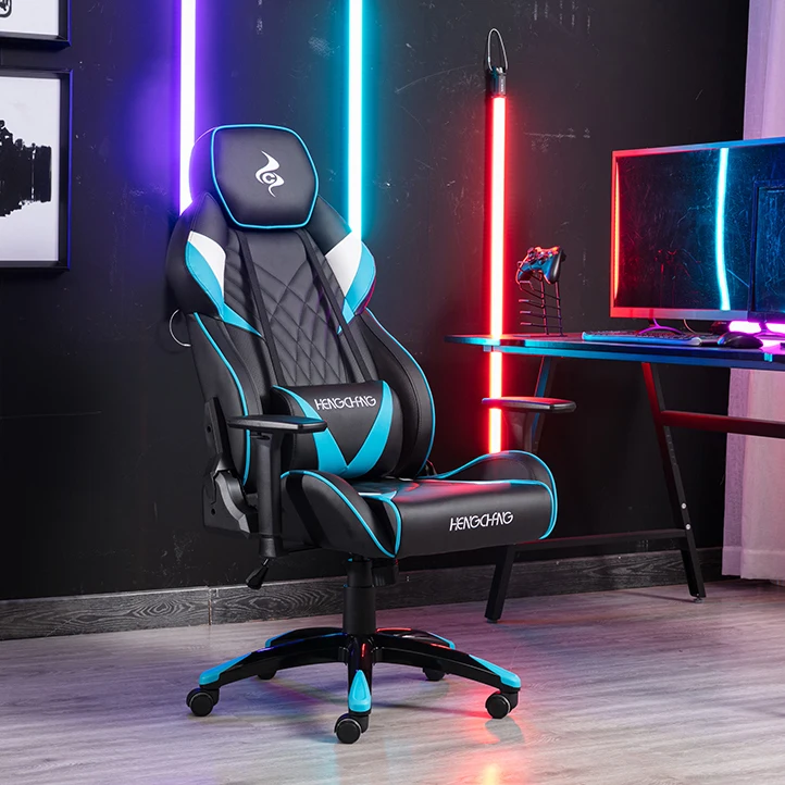 HC New model scorpion racing leather x rocker gaming chair secret lab 1 piece Blue black swivel gaming chair with logo