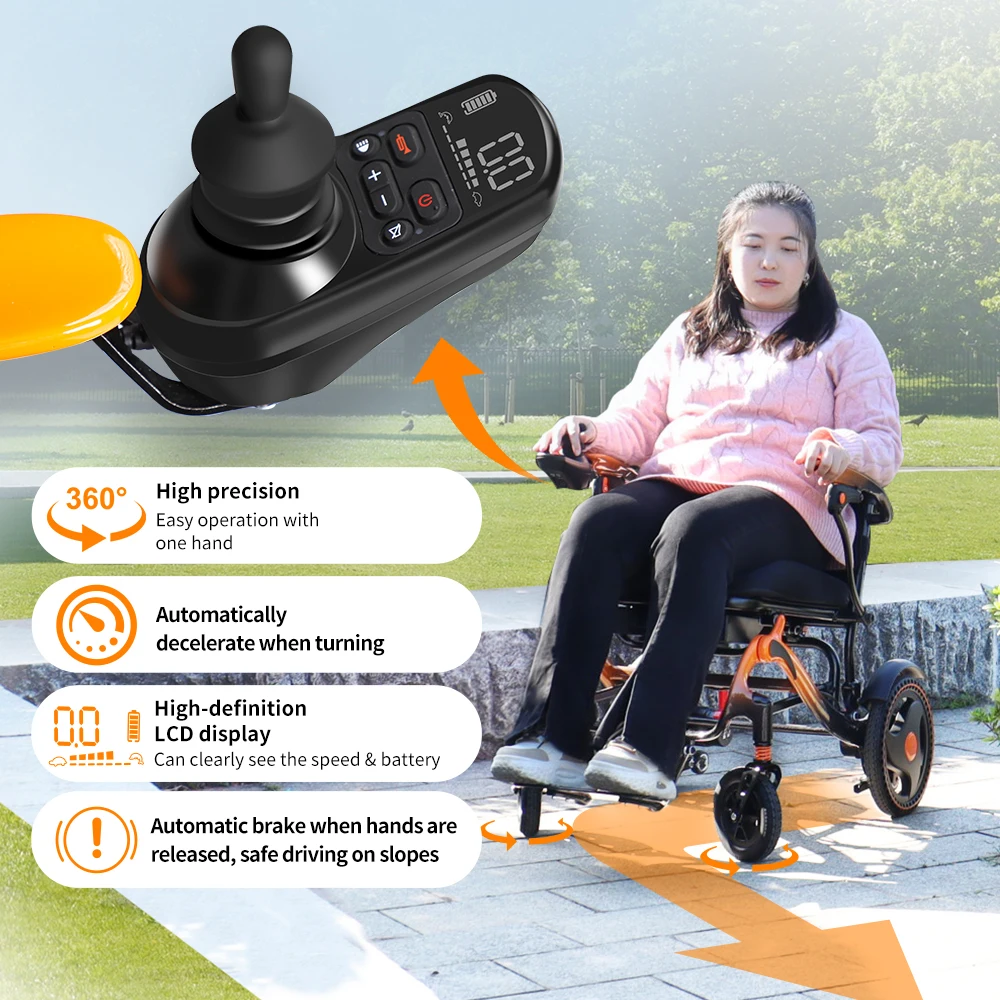 Easy Operate LCD Controller Smooth Drive Electric Wheelchair Lightweight Electric Wheelchair with Long Lasting Lithium Battery