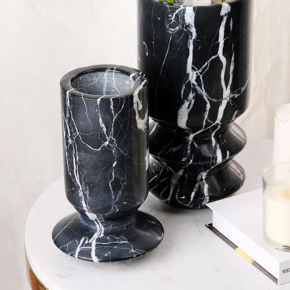 Nordic Style Creative Marble Stone Home Decorative Flower Vase Interior Decoration Sculpture Side Tables