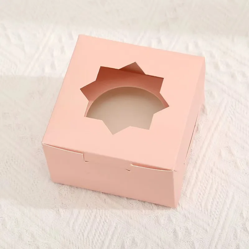 Newest style Mini single cupcake box heart shaped window cupcakes boxes cupcake box carrier