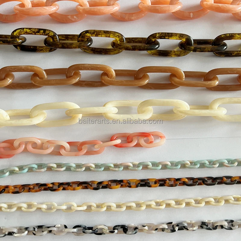 Lucite Cellulose Acetate Acrylic Tortoise Shell Chunky Cuban Link Chain Bracelet/Resin Tortoiseshell Glasses Chain For Bags