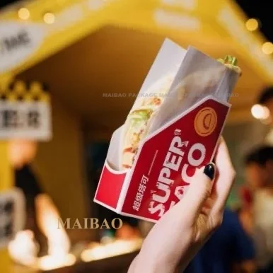 Taco Box Printed Logo Kraft Material White Board Paper Folder Type Fast Food Packaging Paper Box For Baking