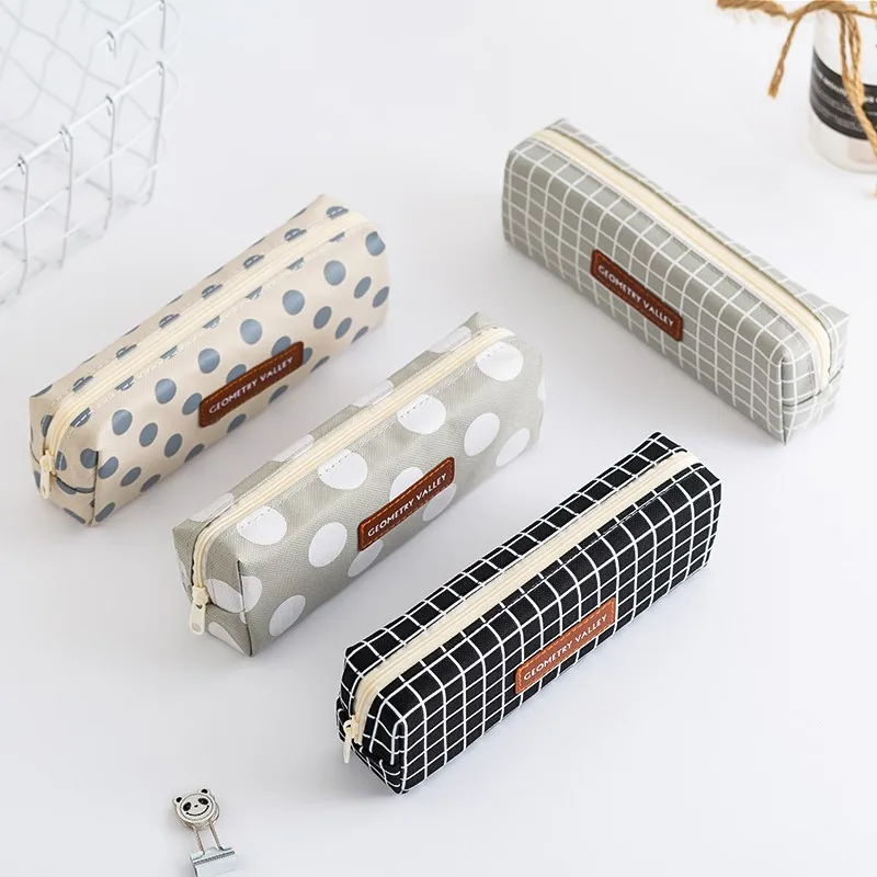 Индивидуальная оптовая продажа, маленькая свежая Холщовая Сумка для карандашей, студенческий пенал большой емкости с канцелярскими принадлежностями