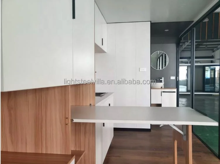 Mobile Cabin Prefab Tiny Smart Home with furniture fully designed interior for living and working tiny house cabin