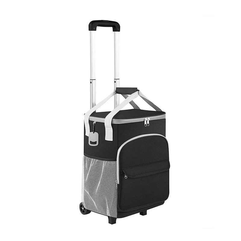 2 in 1 Portable Beverage Cooler Insulated Rolling Cooler Bag Extended Collapsible Custom Trolley Cooler Bags