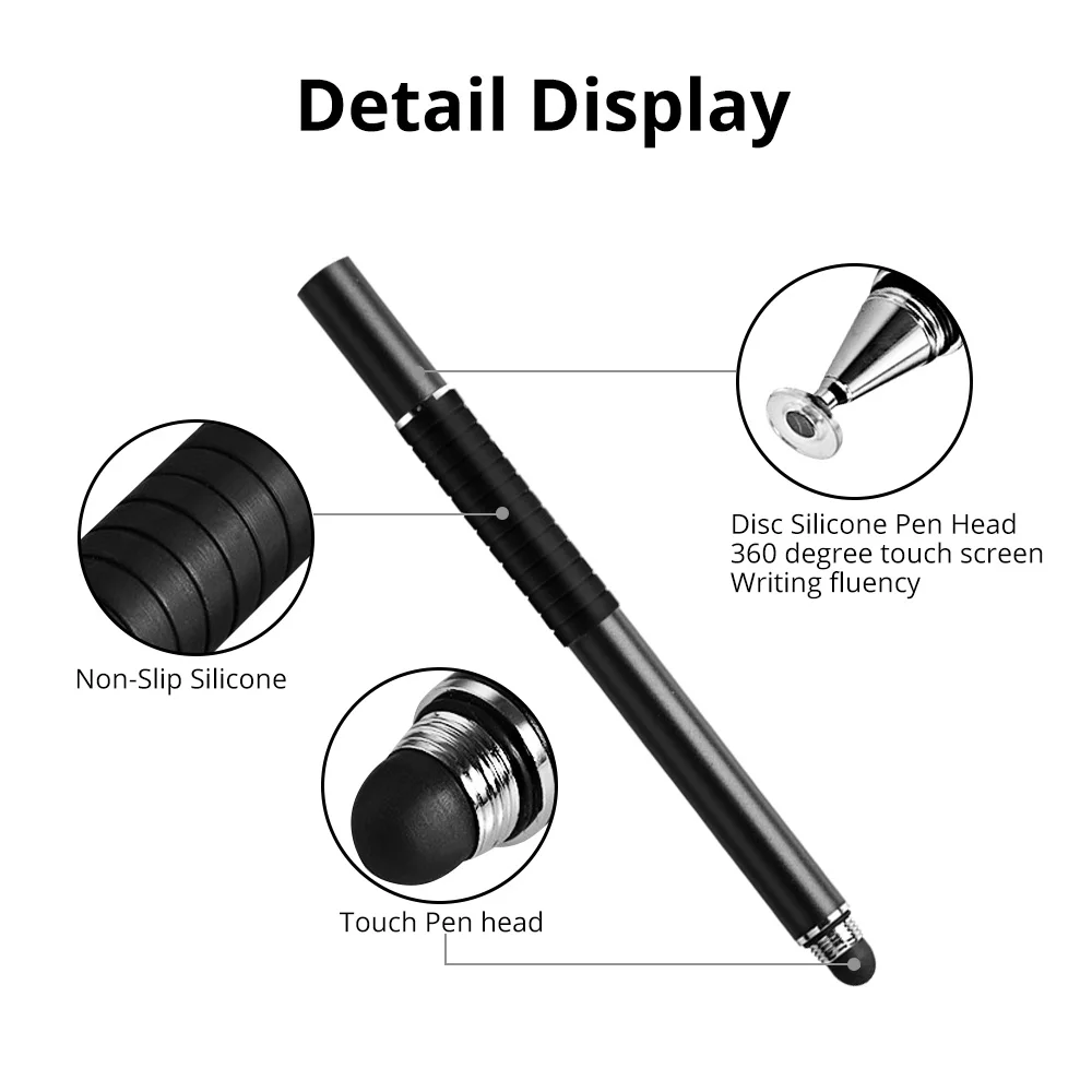
Universal Anti-fingerprints Soft Nib Capacitive Touch Screen Stylus Pen Compatible for All Touch Screen Smartphones and Tablets 