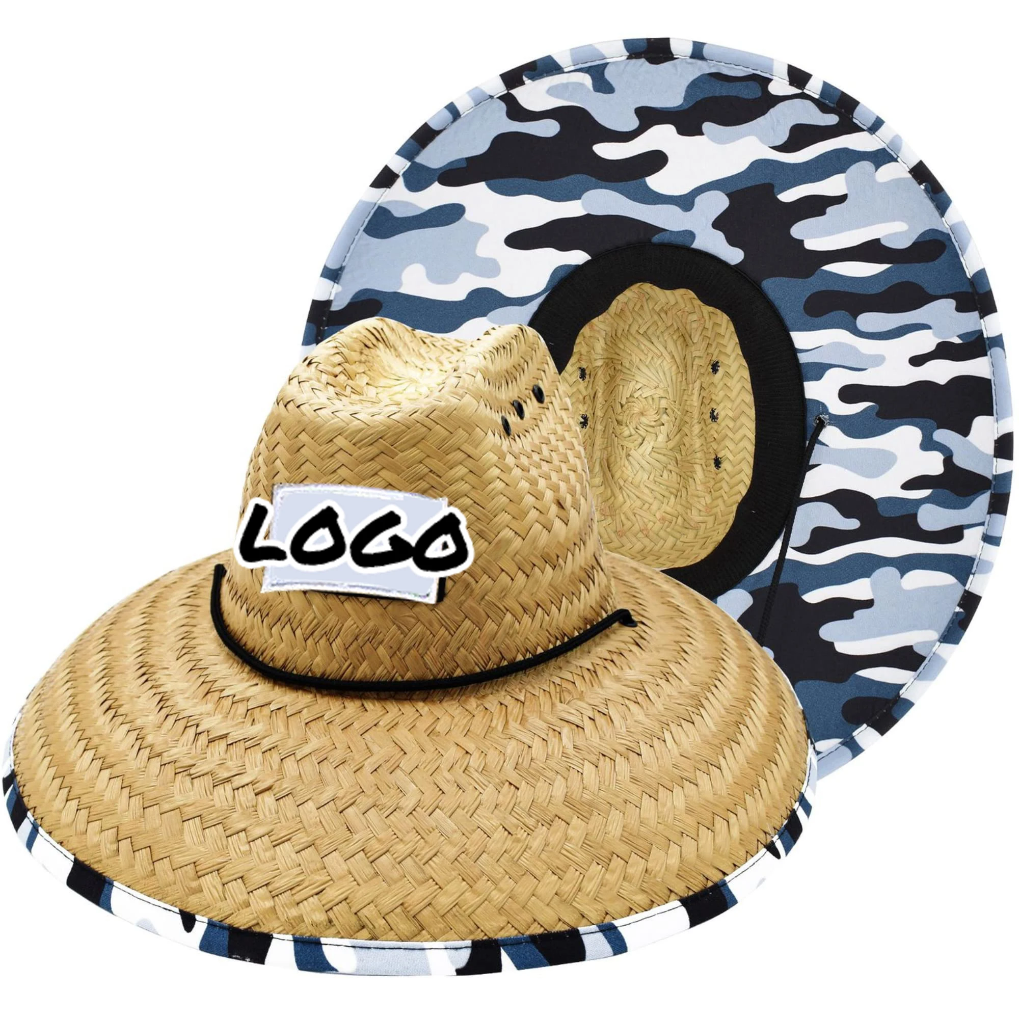 Custom Patches Quality Men Woman Summer Beach Surf Hats Chapeau De Paille Homme Lifeguard Mexican Straw Hat