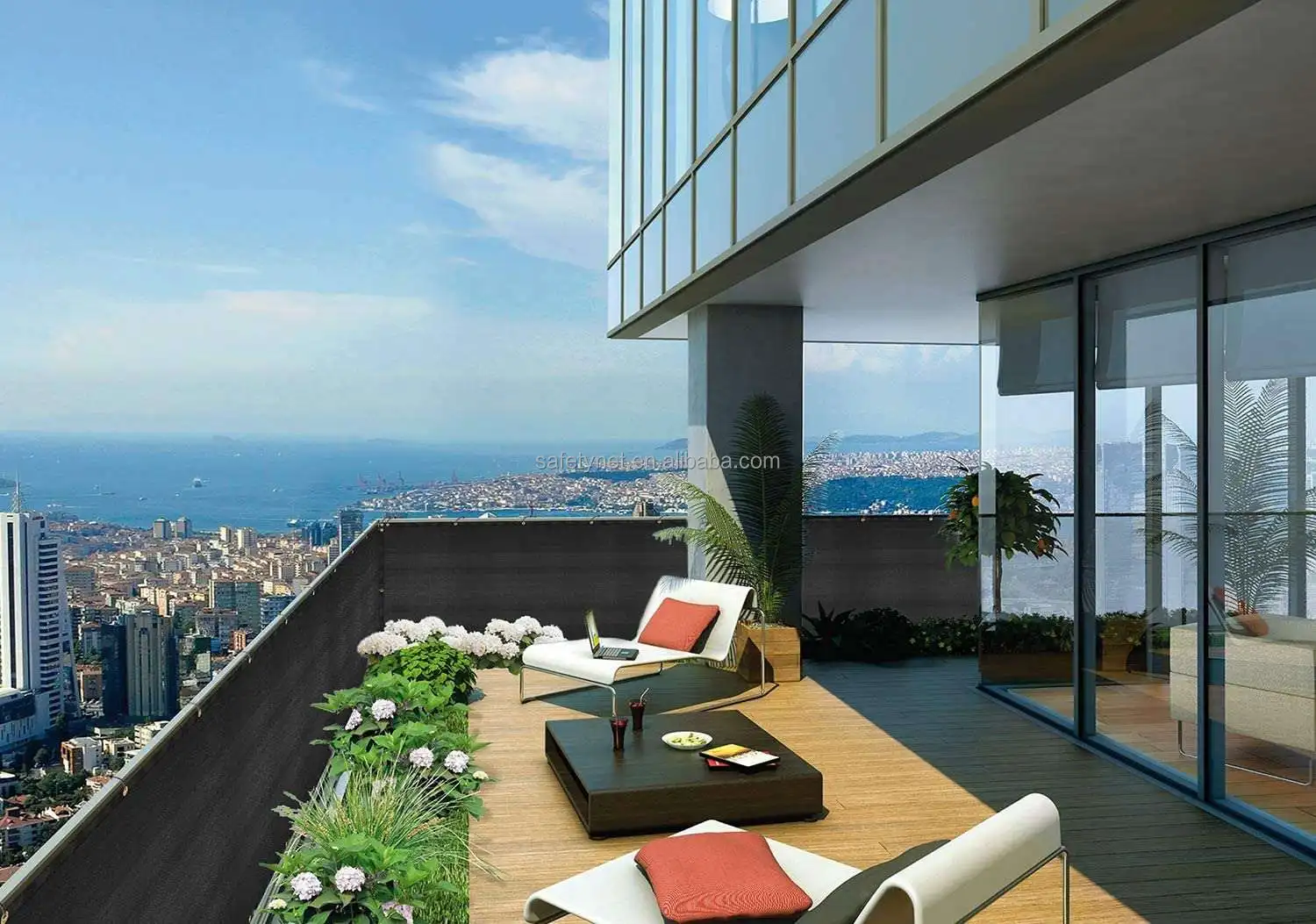 Polyester Waterproof Balcony Privacy Screen Net Garden Decoration Fence Mesh Rainproof Sun Shade Net