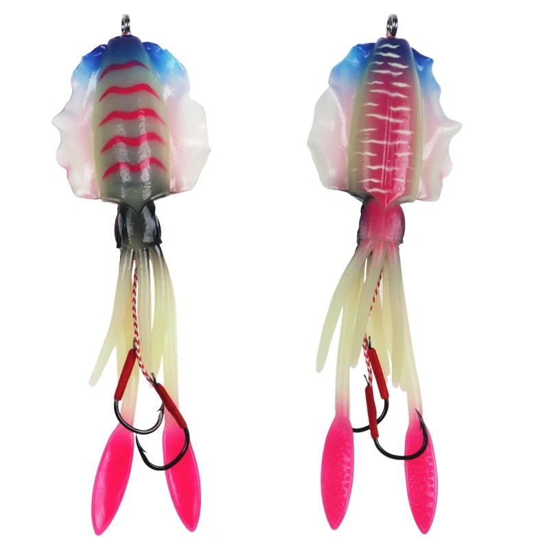 squid jig morbido 60g luminous UV soft plastic bulb squid bait tuna fishing lure