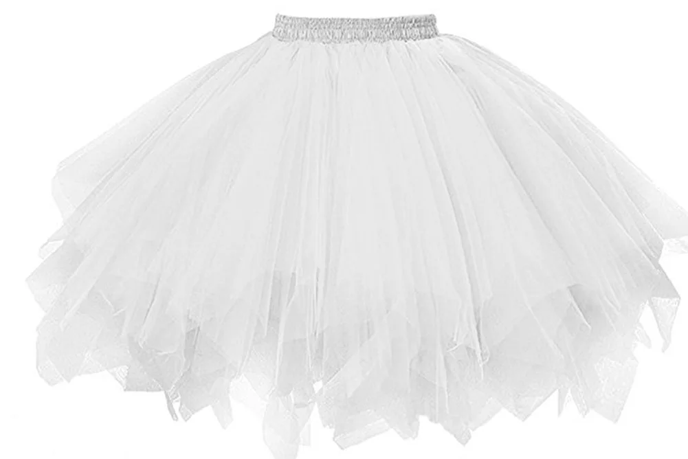 Women Skirt 47CM Tutu Mini Petticoat Adult Teen Elastic Band Ballet Dance Puffy Tulle Skirts