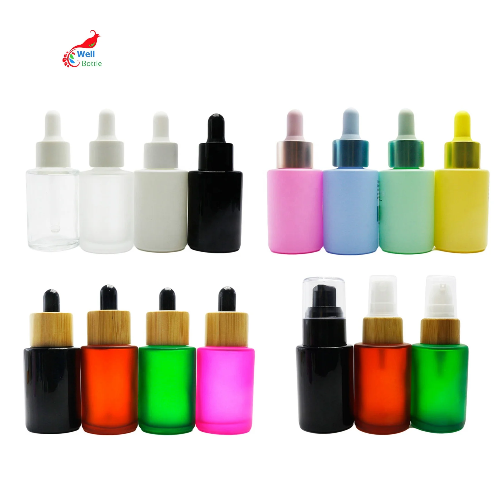 Wholesale custom color and logo 30ml glass serum dropper bottle CBD tincture bottle for cosmetic packaging  RD-100D