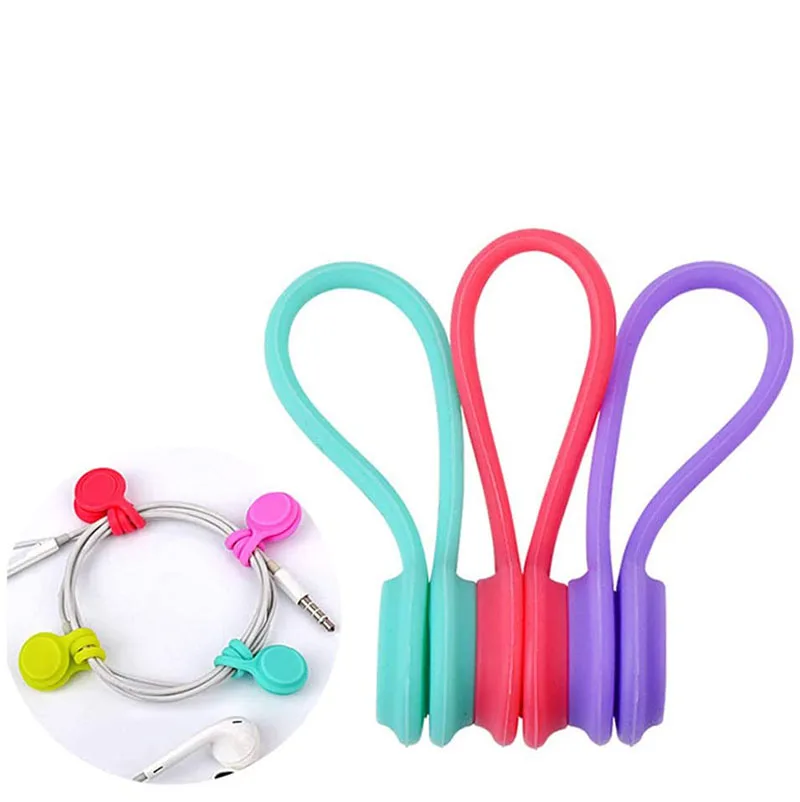 
Removable Self Locking Twist Lock Elastic Magic Silicone Cable Tie With Label 