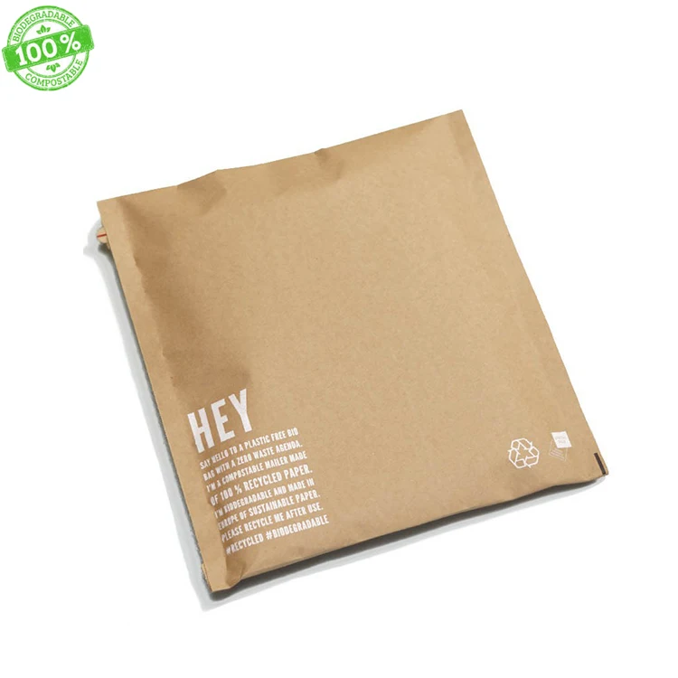 Custom Eco Friendly Biodegradable Thick Shipping Polymailer Brown Kraft Paper Mailer Bag Rigid Cardboard Recycled Envelopes