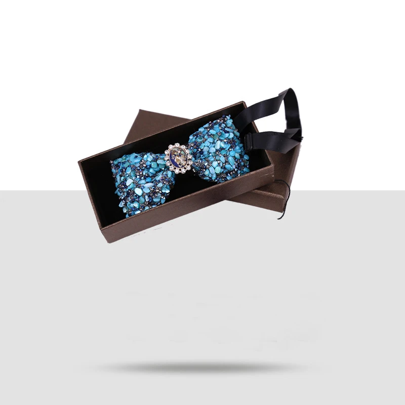 Rhinestone crystal diamond Bowtie Necktie Luxury Banquet Wedding Party Gift box packaging Butterfly Men Bow tie