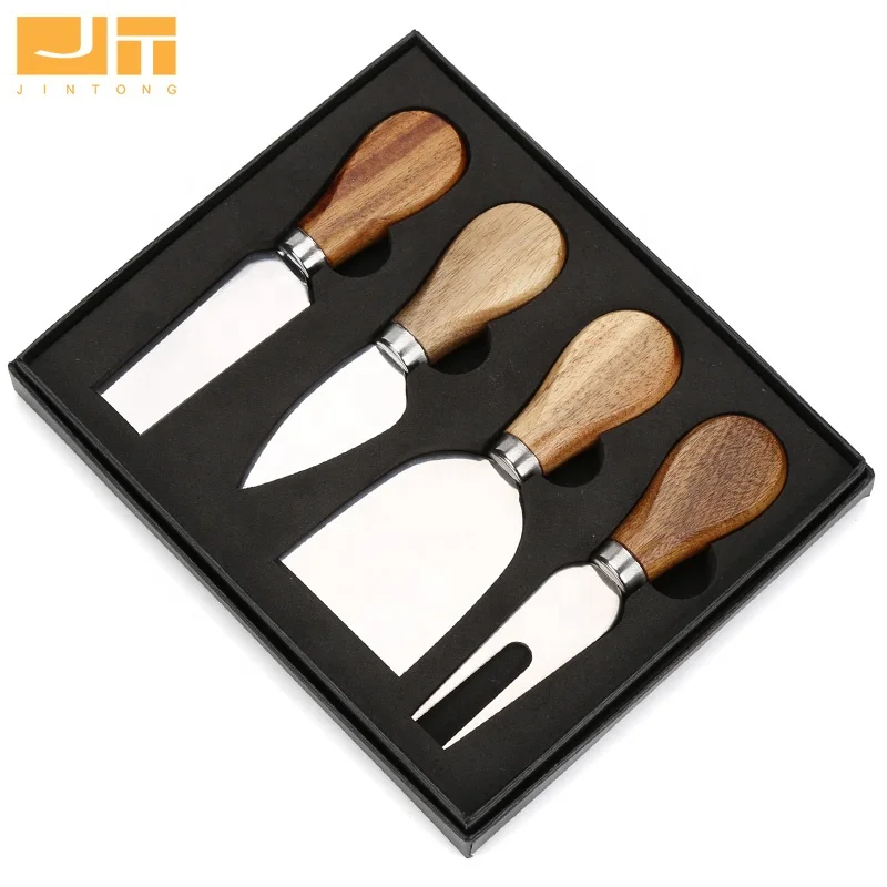Best Selling Wooden Cheese Knife Set Stainless Steel Cheese Tools Knife Set with Gift Box
