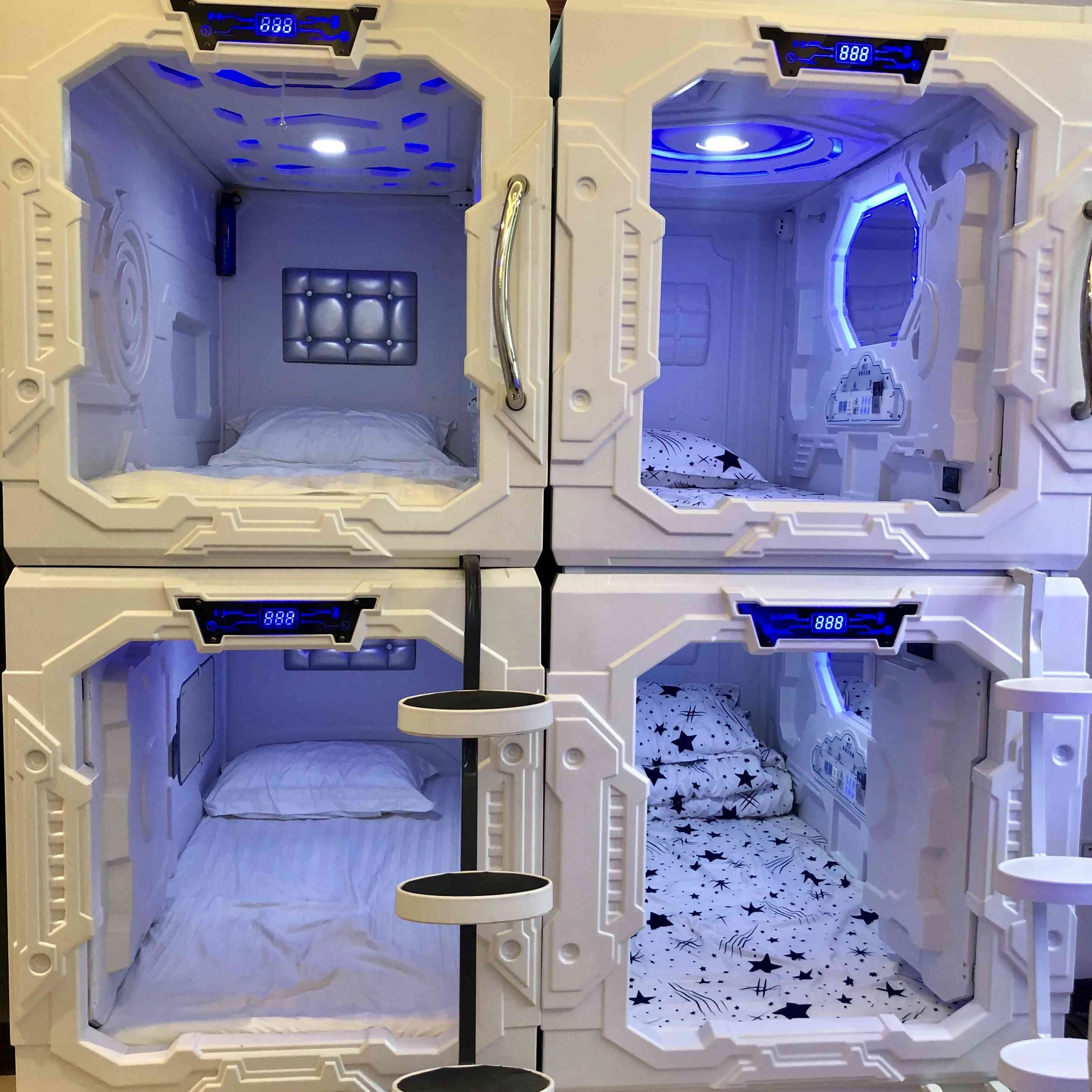 Modern Vertical Capsule Single bed Sleeping box with Smart Card Lock capsule pod