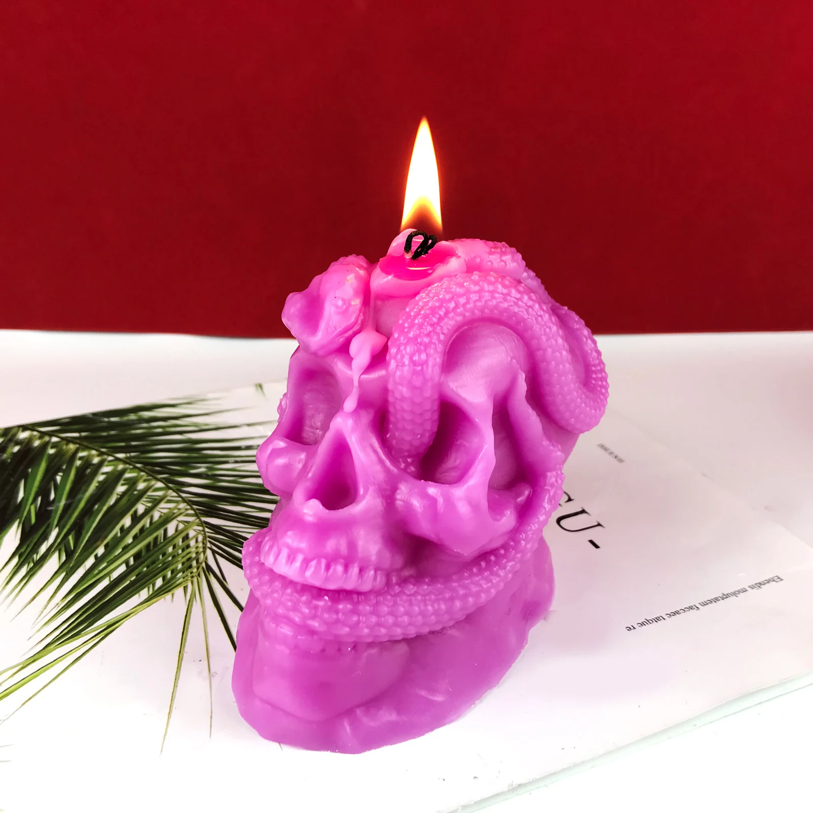 A7430 3D Snake and skull candle silicone mold DIY plaster skull pendant silicone mold