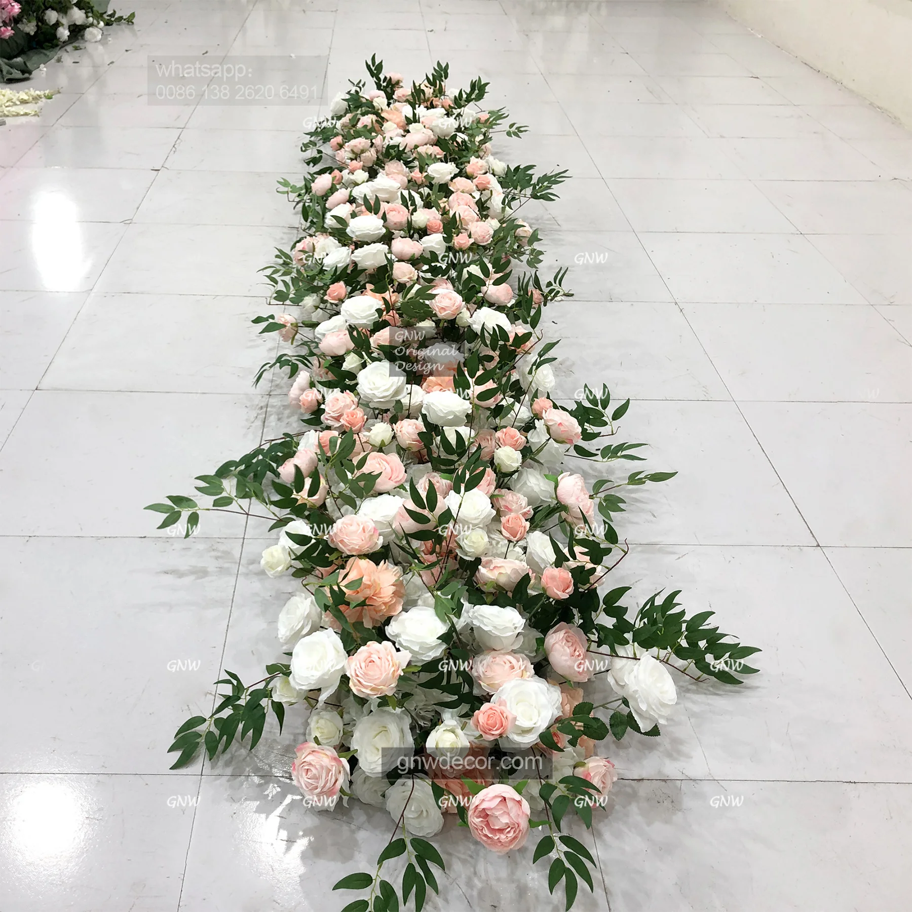 Decorative Silk Rose Orchid Hanging Wisteria Magnolia Elegant Wedding Artificial Flower Aisle Runner