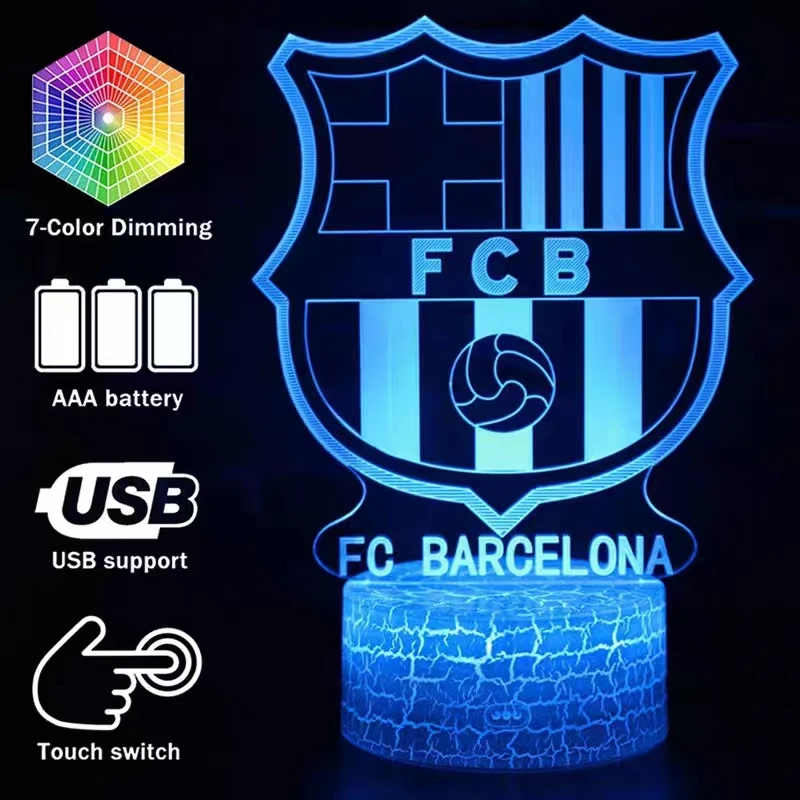 Football club 3d night light for real madrid live pool 7color night light