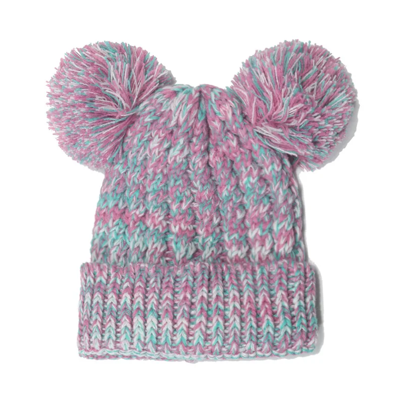 Casual 2-7 years old Baby Girls Winter Hats Wool Material Warm Head Kids Outdoor Caps with Plush Hair Ball