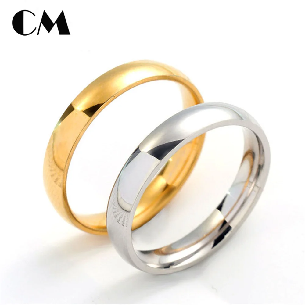 
CM Jewelry 4MM Internal External Arc Smooth Rings Classic Couple Titanium Steel Rings Fashion Jewelry Accessories For Men Women 