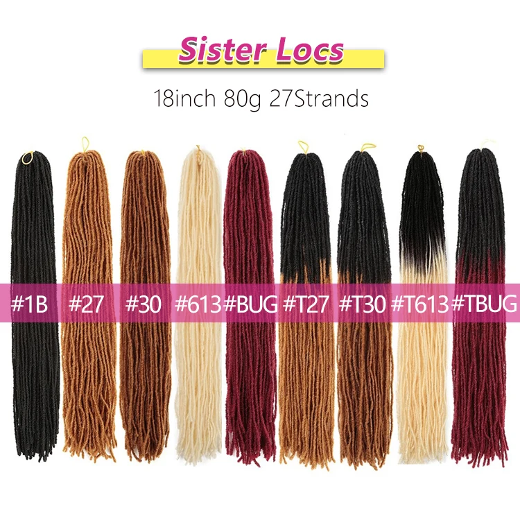 Ombre Mini Micro Faux Sister Locs Straight Dreadlocks Synthetic Crochet Braids Hair Extension Sisterlocks Natural 18 Inch
