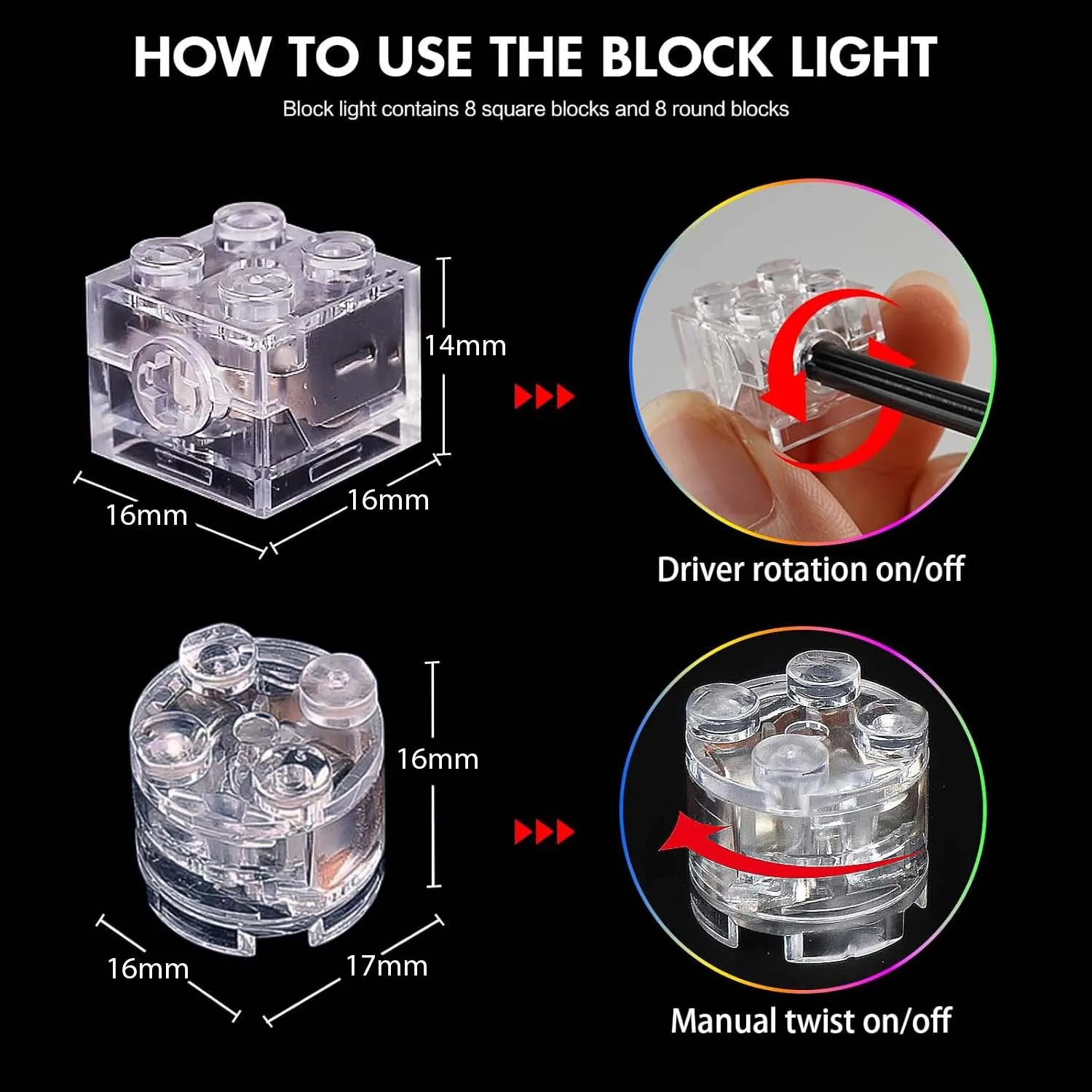 Lighting Block Accessories LED Light Up Kit Brick Sets Classic Transparent Building Blocks Toys Compatible with All Major Brands