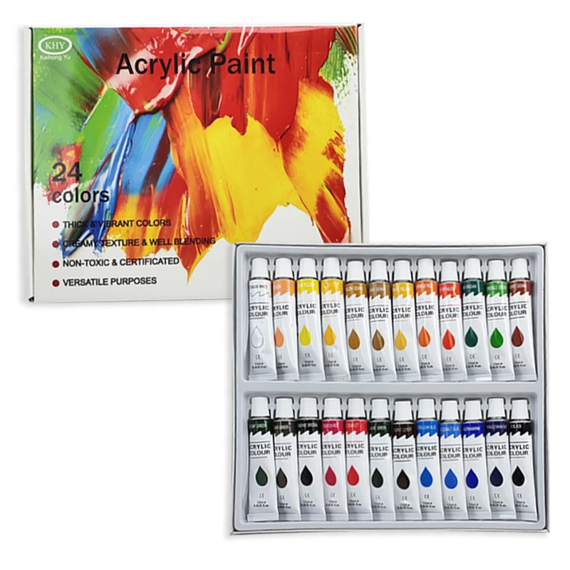 
Professional 24 Colors Artist Waterproofing Multi-surface Acrylic Craft Paint Set 