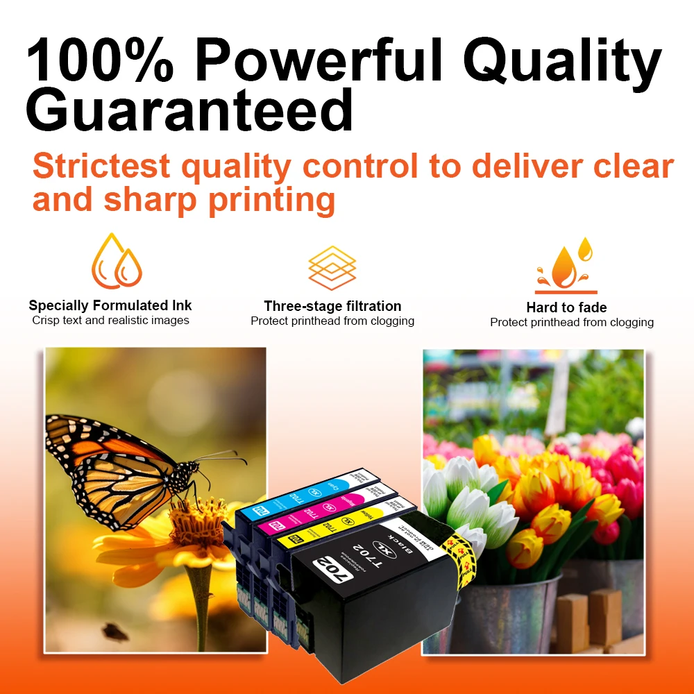 Topjet 702XL T702XL 702 XL T702 Premium Compatible Color Inkjet Ink Cartridge for Epson WorkForce Pro WF-3720 All-in-One Printer