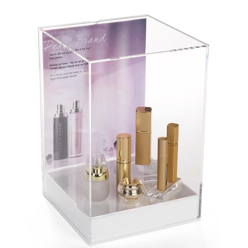 Countertop Display Case  Lift-Off Top Acyrlic Sign Holder tabletop acrylic display box with label