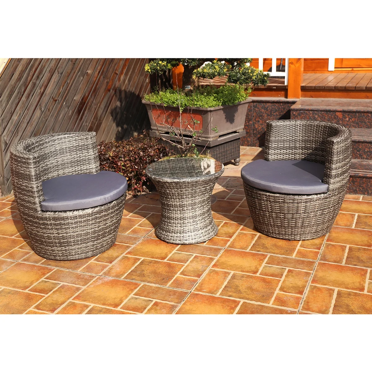 New Coastal Modern Santorini Outdoor Wicker Sectional Sofa Set Patio Furniture