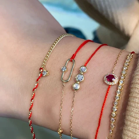 Fine Jewelry Gift High Quality Diamond 18K Gold 0.15ct redline Bracelet 18K For Women