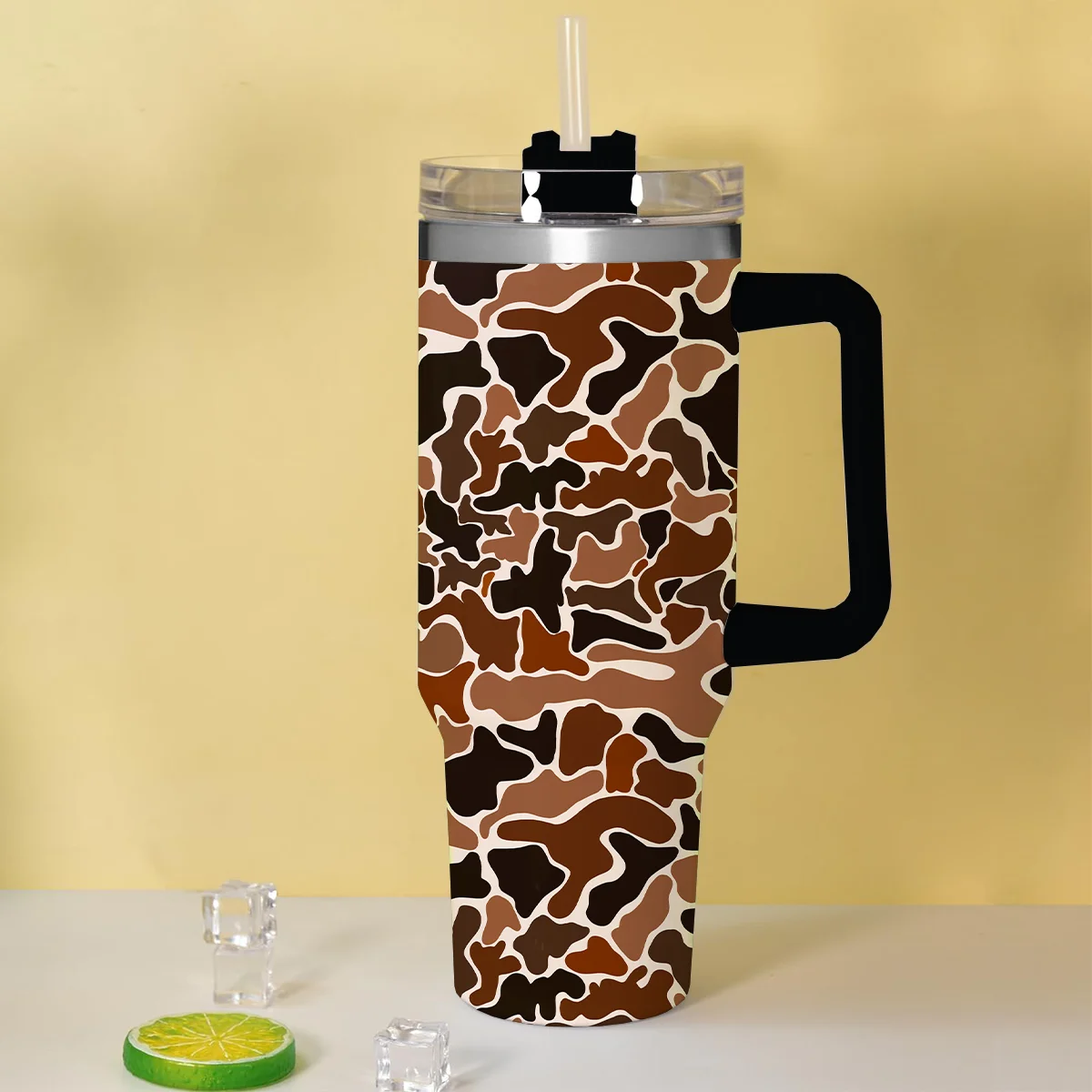 New Stainless Steel 40 OZ Cup Funny Retro Camo Print Tumbler
